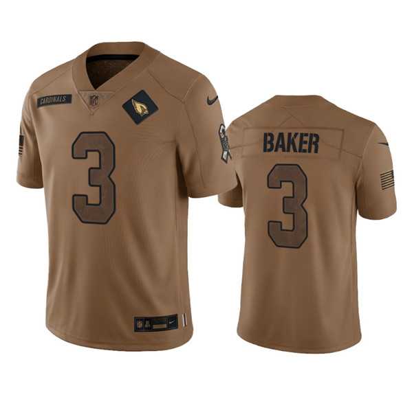 Men%27s Arizona Cardinals #3 Budda Baker 2023 Brown Salute To Service Limited Football Stitched Jersey Dyin